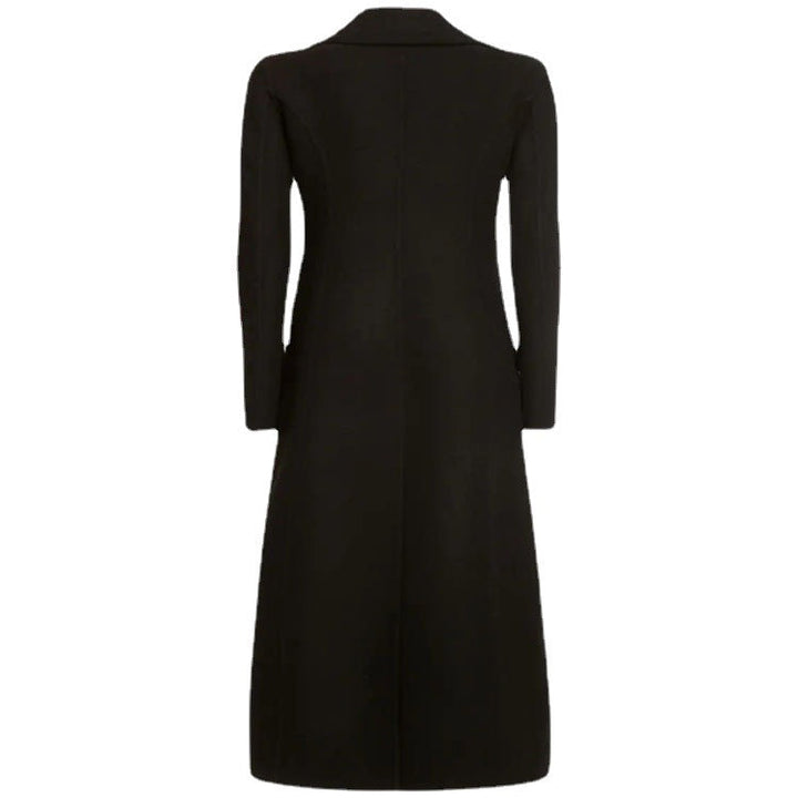Dam elegant Floor-Length ullblandning lång kappa in Clean-skärning Double Breasted med Textured Shoulder Part