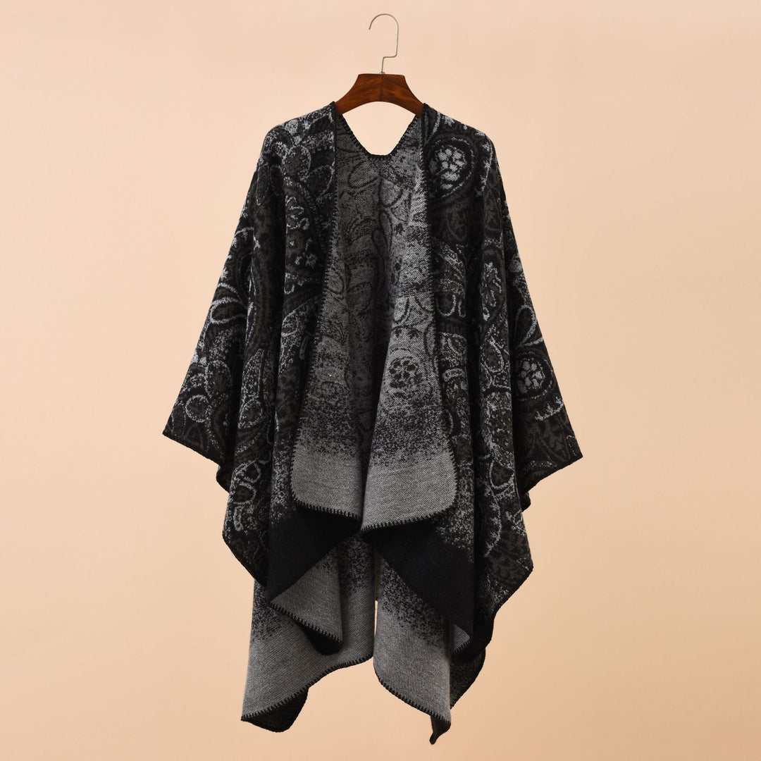 Dam Jacquard poncho med Paisley mönster