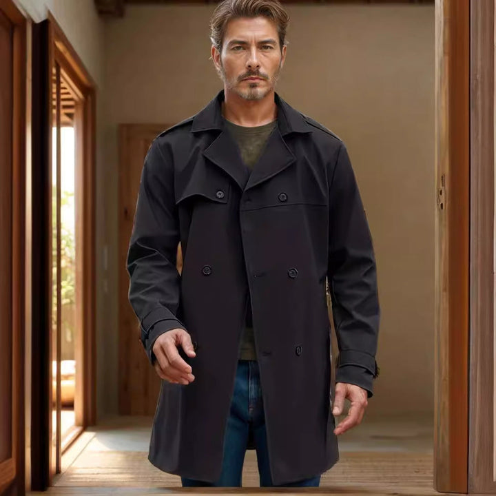 Herr Lätt Double-Breasted Trench Kappa med Vattenavvisande Beläggning