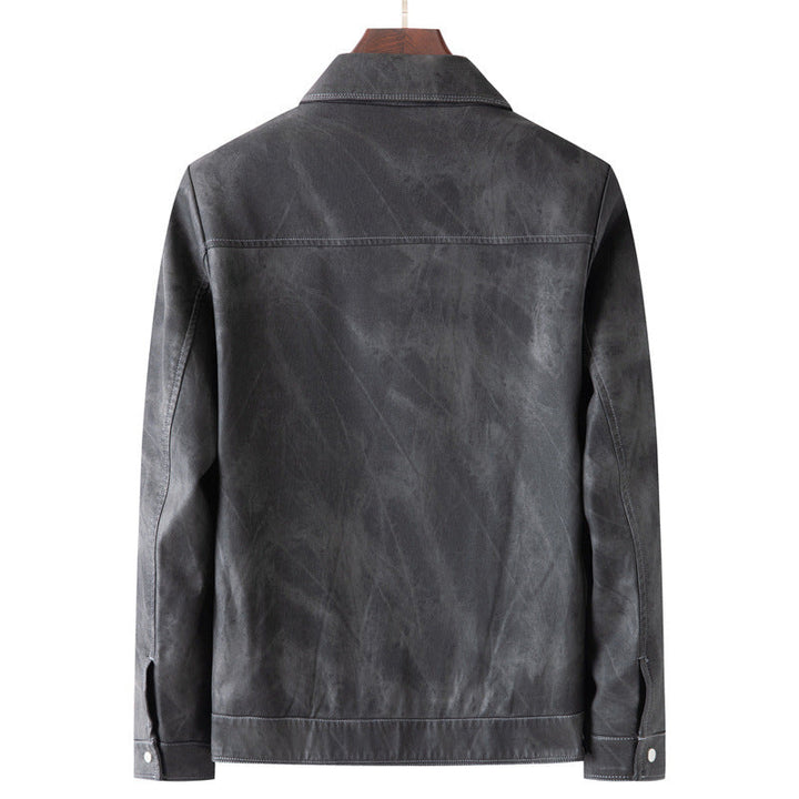 Herr Suede Look Trucker Jacka med Skjorta Krage och Lock Fickor