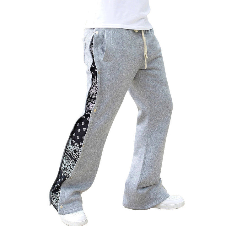 Herr Mjukisbyxor med Side Tryckknappsslå och Bandana Side Insert