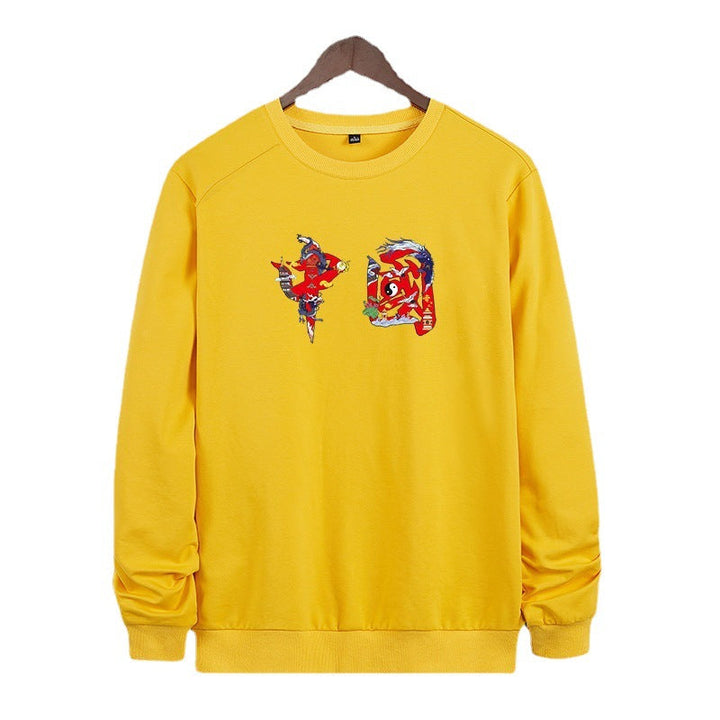 Herr Round Neck College-Tröja med Detailed Graphic Tryck