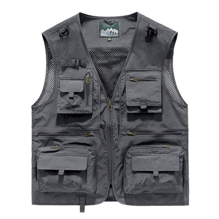 Herr Utility Väst med Multi-Functional Fickor, Mesh Ventilation, och Dragkedjestängning