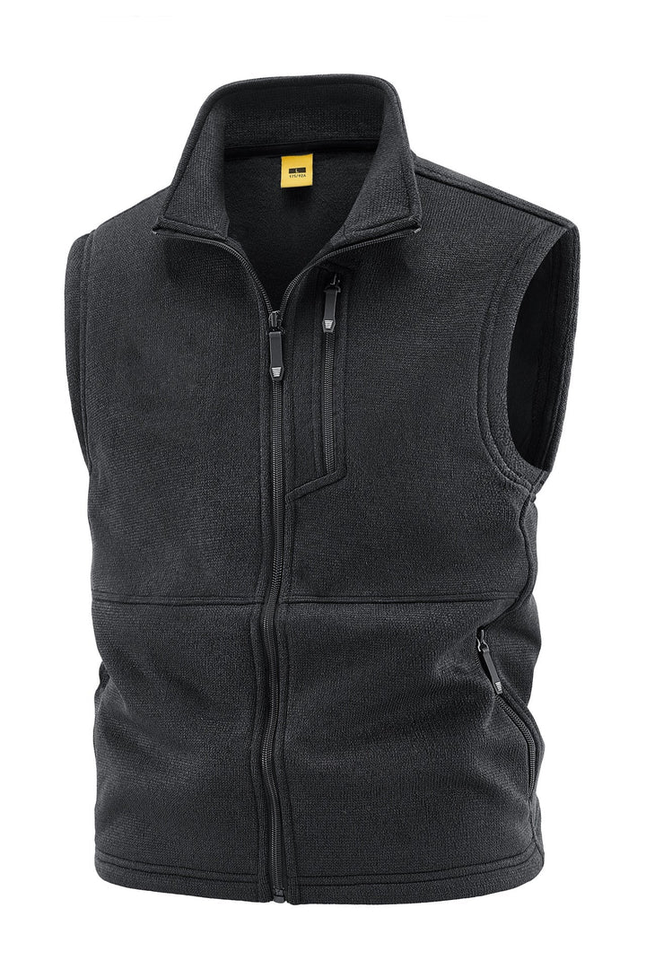Herr Fleece Väst med Hög Ståkrage, Bröst Dragkedja och Sida Fickor