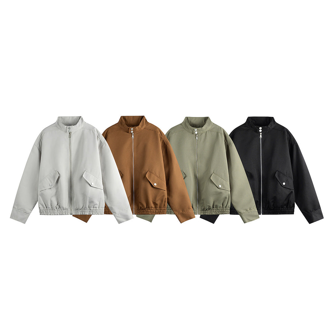 Unisex Boxig Bomber Jacka i Workwear Look med Ståkrage och Lockfickor
