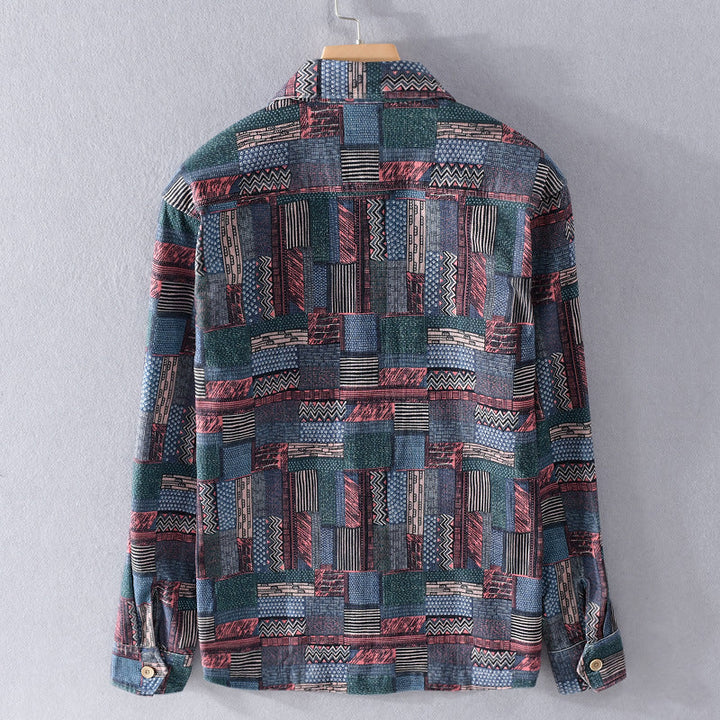 Herröverskjorta i Patchwork Look med Applied Bröstfickor
