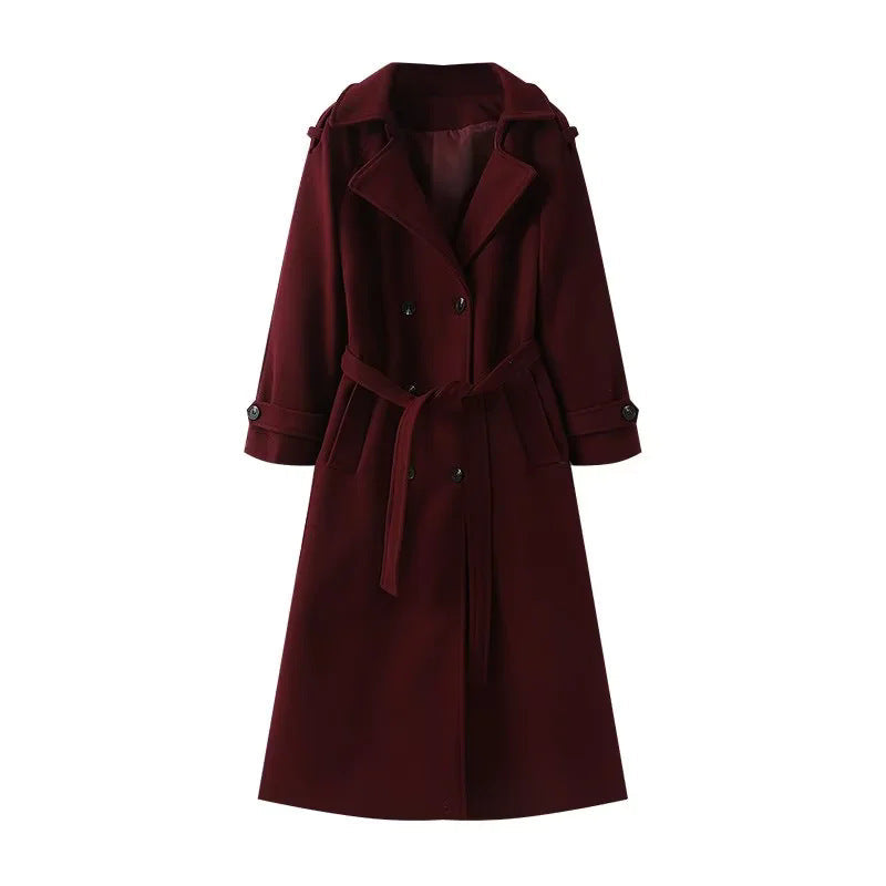 Dam longer double-breasted trenchcoat med bälte och sjalkrage