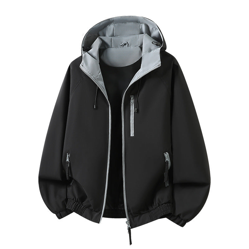 Dam lätt med huva shell jacka in urban look med kontrasterande foder, zippered fickor, och elastic fåll