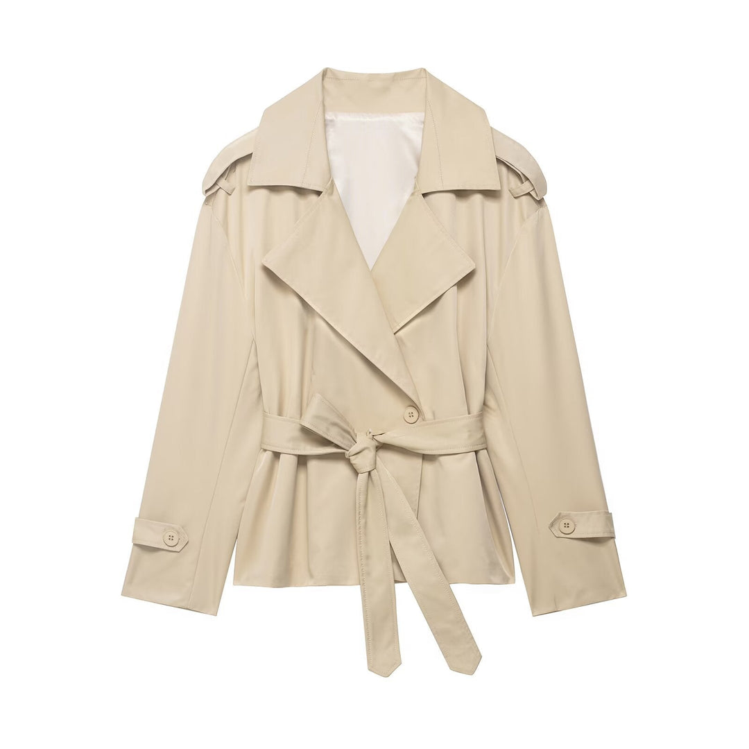 Dam Lightly Tailored Trenchcoat med Belt, Epaulettes och Satin Foder