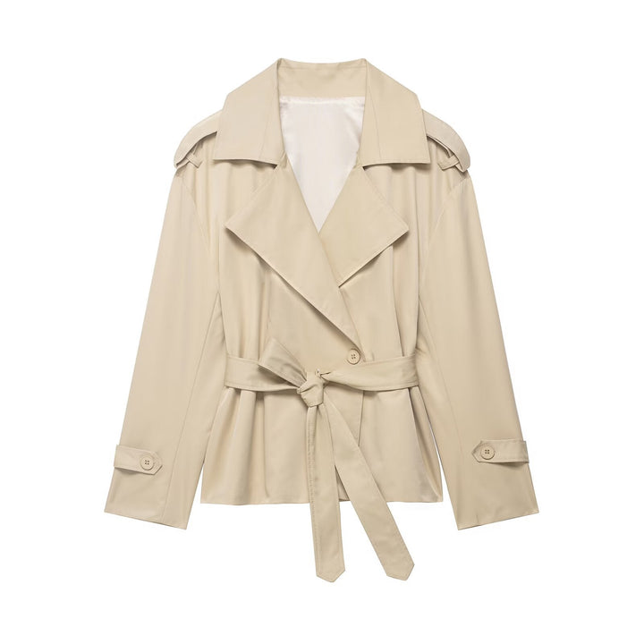 Dam Lightly Tailored Trenchcoat med Belt, Epaulettes och Satin Foder