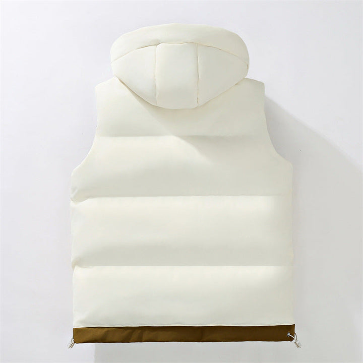 Dam urban puffer väst med detachable huva, kontrasterande kant och concealed two-way dragkedja