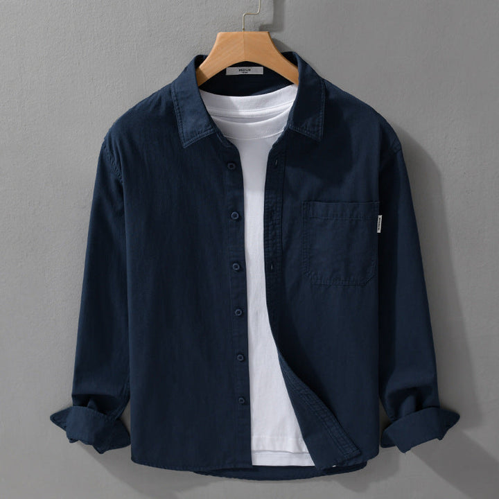 Herr Lätt Bomull Overshirt med Bröstficka och Avslappnad Passform