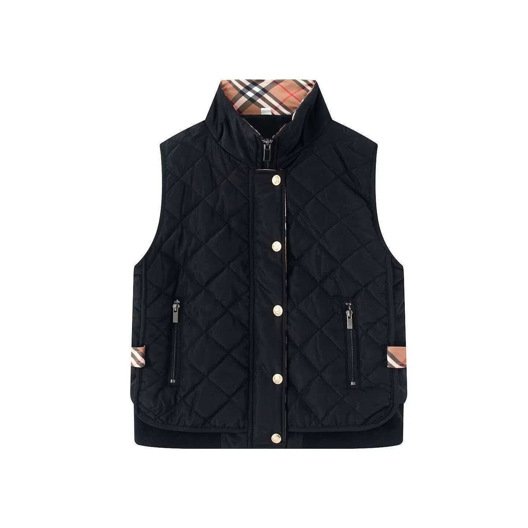 Dam kviltad ärmlös Bodywarmer med ståkrage, dragkedja, Snap knappslå och Ribbed fåll