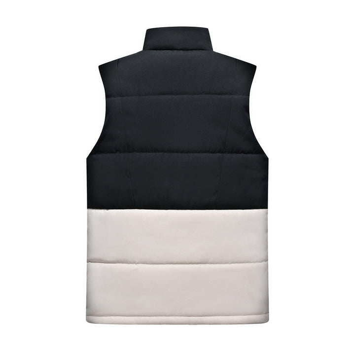 Herr Sleeveless Quiltad Väst med Hög Stående Krage och Two-Tone Block Design