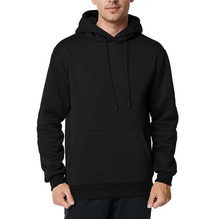 Herr Nan Minimalistisk Luvtröja med Mjuk Fleece Foder och Känguruficka