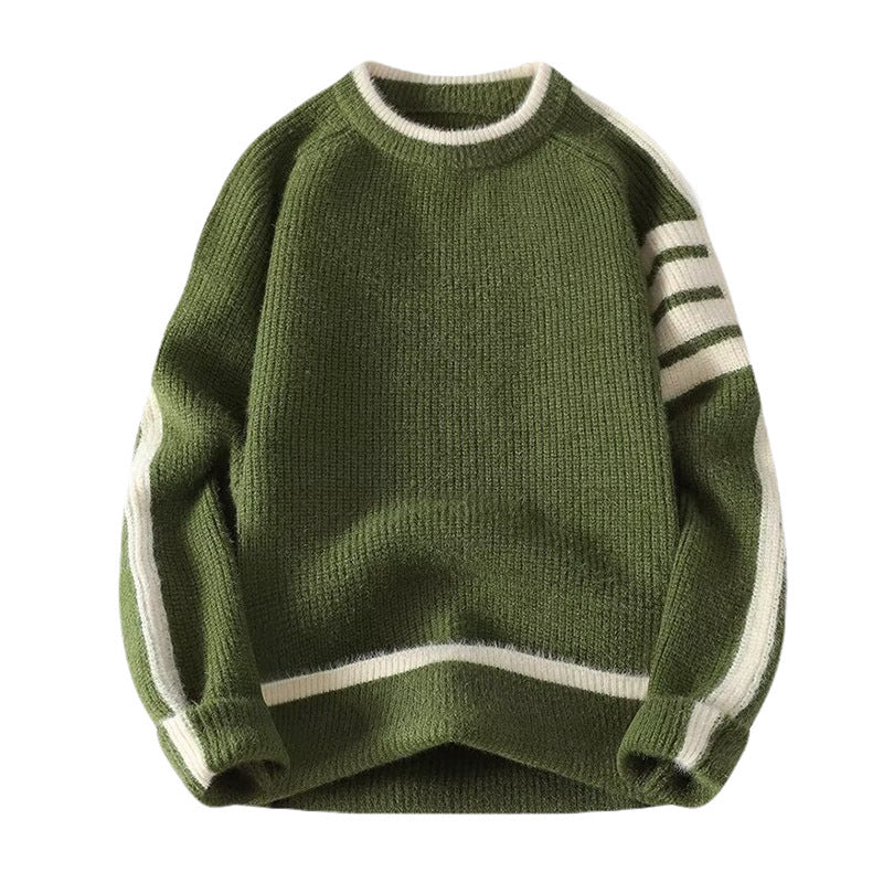 Herr Sportig Round Neck Tröja med Contrast Detaljer