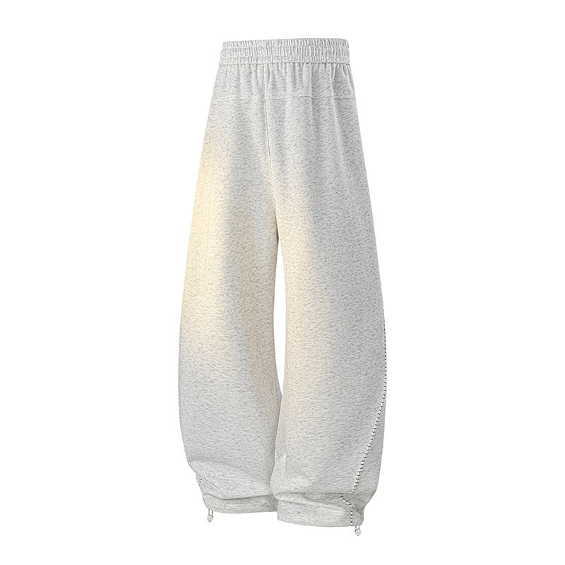 Herr Oversized Baggy Mjukisbyxor med Dragsko, Side Tryckknappsslå &amp; Adjustable Leg Openings