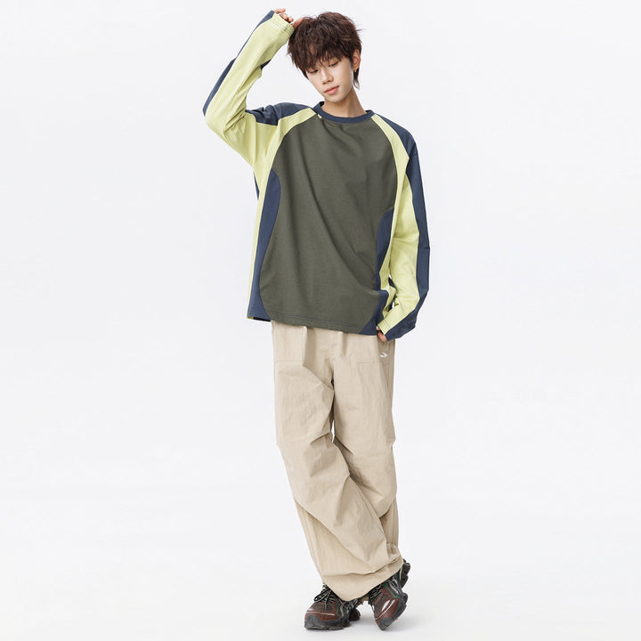 Herr Oversized Performance Lång Ärm Skjorta med Raglanärmar och Mesh Inserts