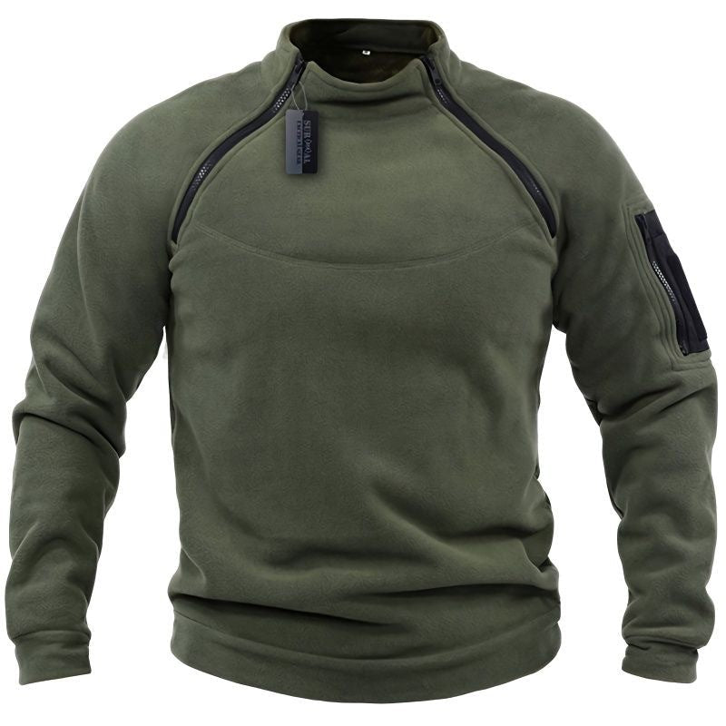 Herr Funktionell Fleece Pullover med Axel Ventilation, Hög Ståkrage och Ärmficka