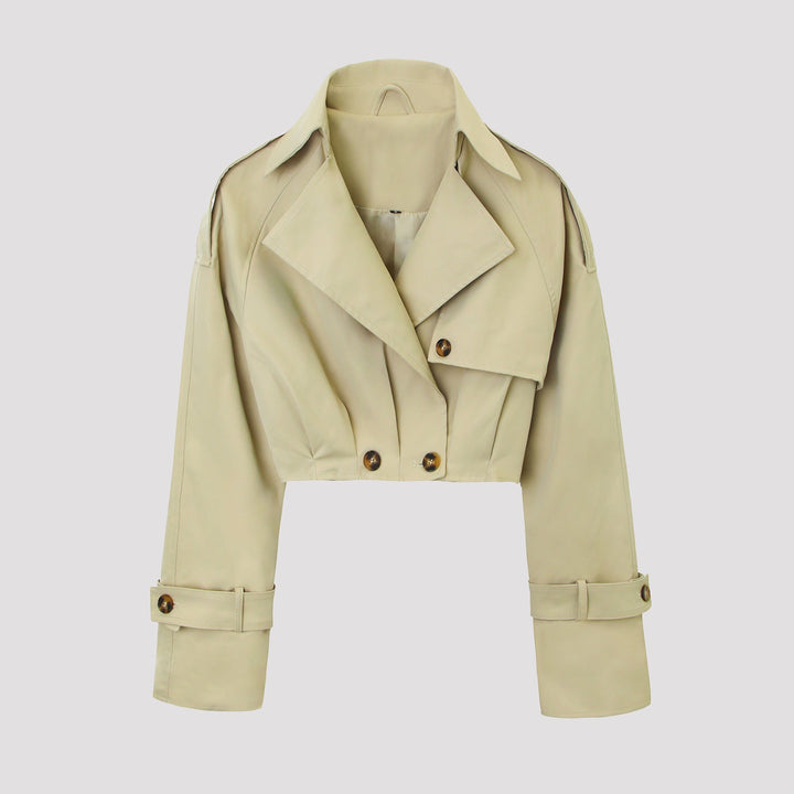 Dam kort jacka in trenchcoat stil med vid lapels