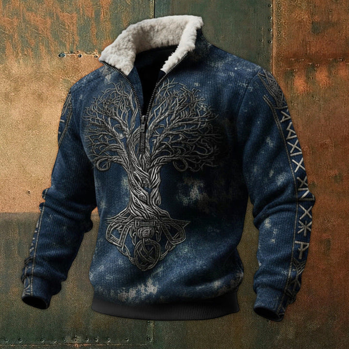 Herr Urban Fleece Pullover med Tree Motif