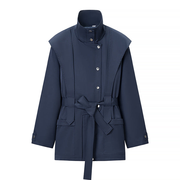 Dam skräddad Transition jacka med Stand krage, Shoulder Cape och bälte