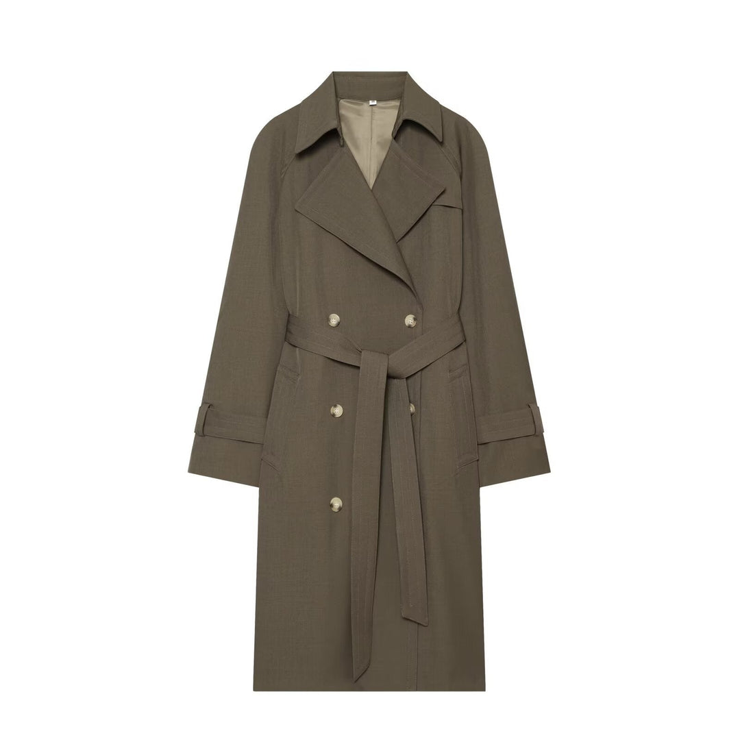 Dam Double-Breasted trenchcoat med midjebälte och Raglan ärmar