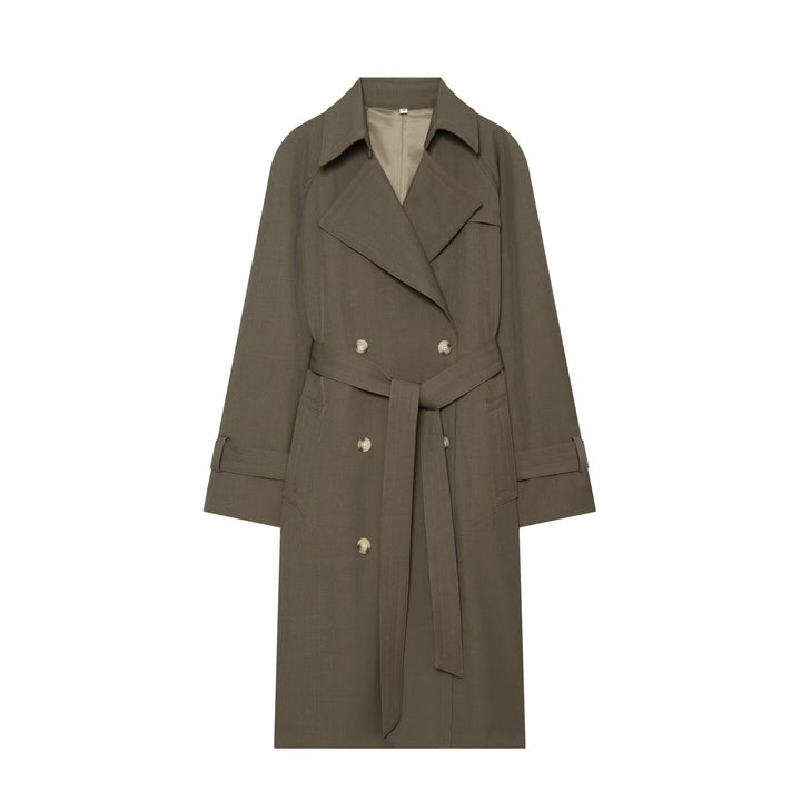Dam Double-Breasted trenchcoat med midjebälte och Raglan ärmar
