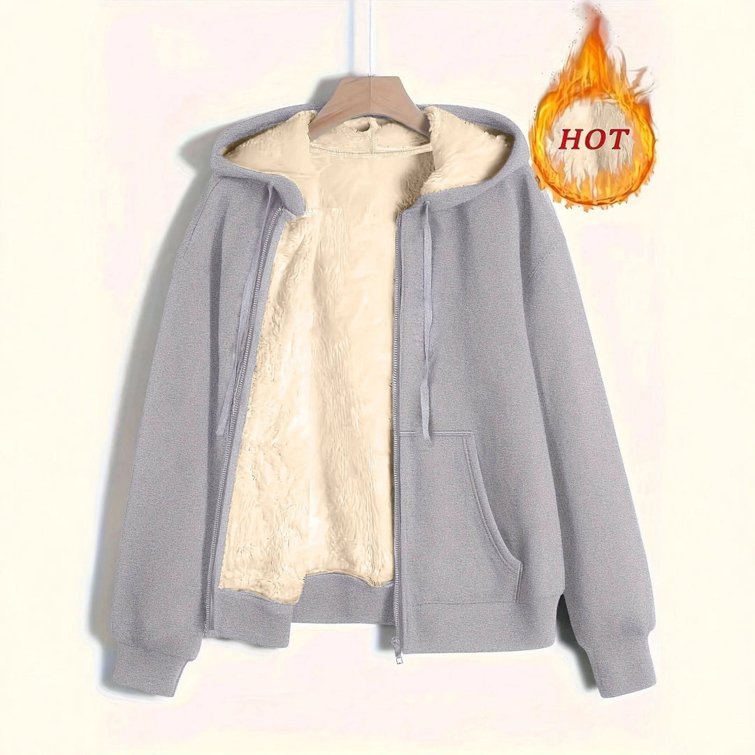 Dam Cozy Fleece Jacka med Dragkedja och Huva