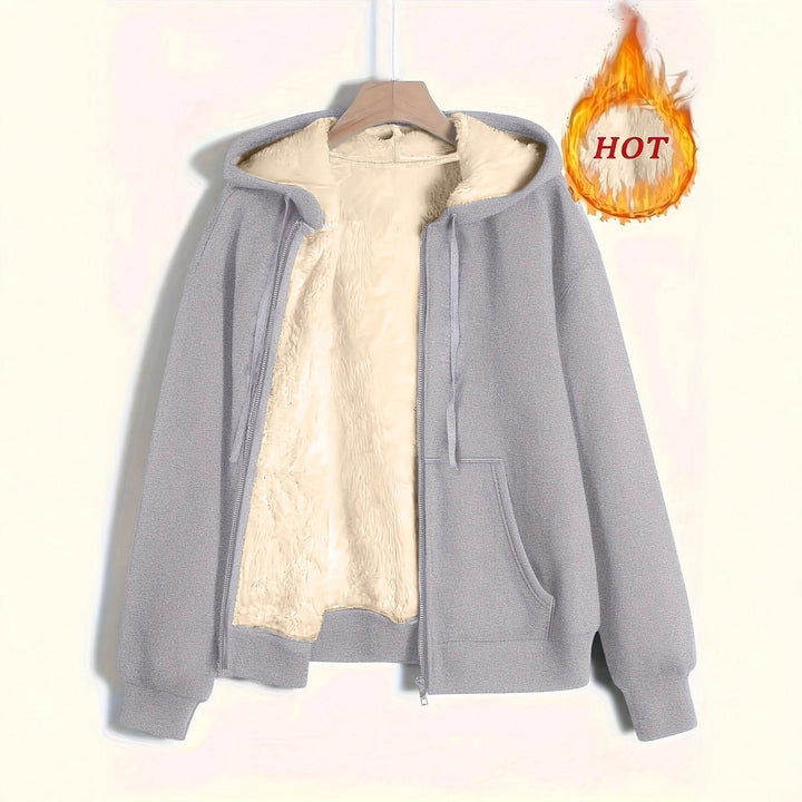 Dam Cozy Fleece Jacka med Dragkedja och Huva