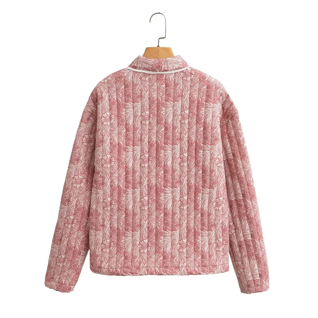 Dam lätt kviltad jacka in Kimono stil med blommig Block tryck och kontrast Piping