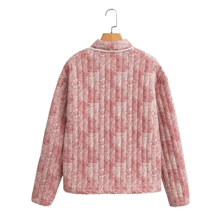 Dam lätt kviltad jacka in Kimono stil med blommig Block tryck och kontrast Piping