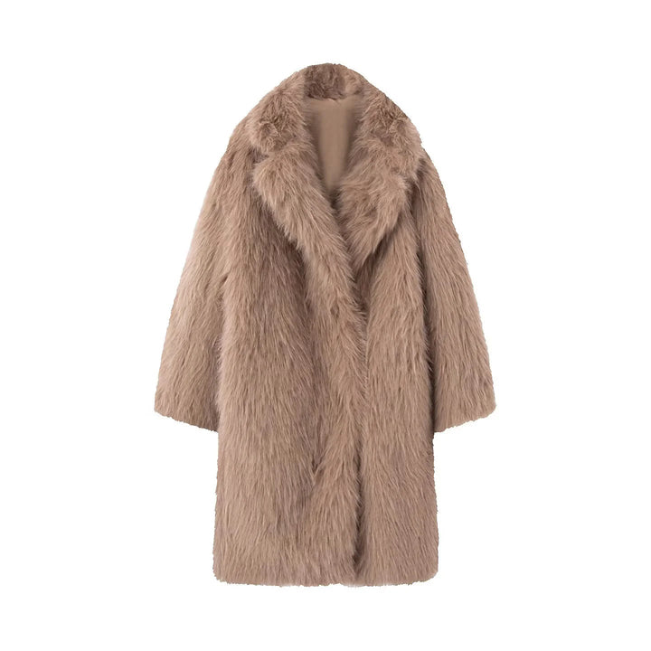 Dam longer mysig faux fur kappa med voluminous sjalkrage och oversized silhuett