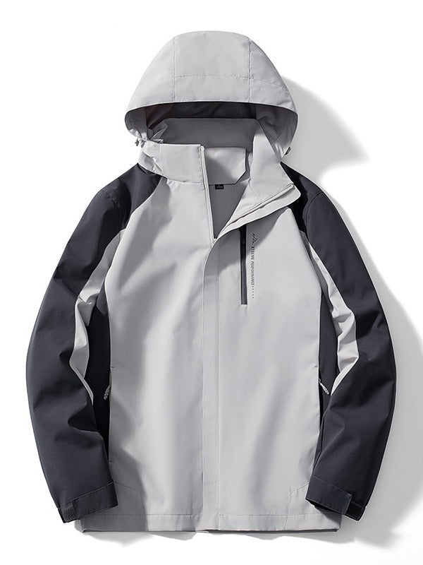 Dam två-layer softshell rain jacka med huva, andningsbar membrane och chest zip