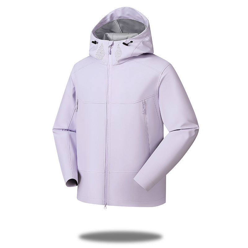 Dam vattentät softshell utomhusjacka med minimalistisk silhuett och Ventilation Perforation at den krage