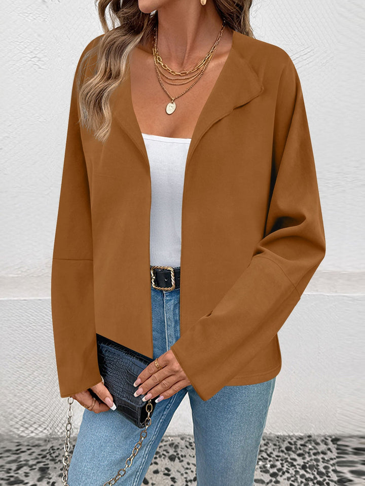 Dam lätt Open blazer med Draped Lapels och vida ärmar