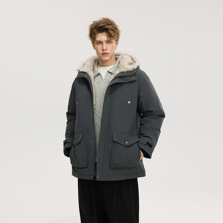 Herr Fodrad Winterparka med Fuskpälshuva och Termofoder, Wind- och Vattenavvisande