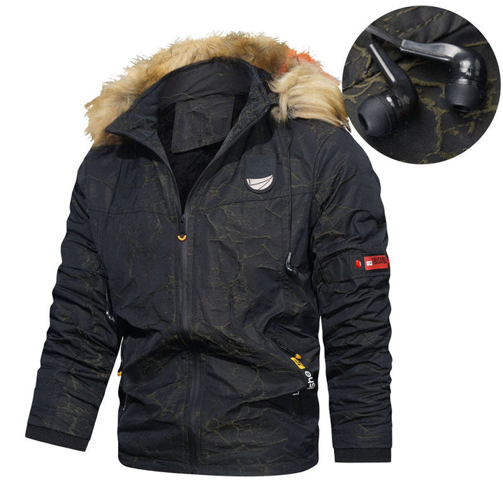Herr Termiskly Insulated Parka i Utility Stil med Faux Fur Huva och Vadderad Foder