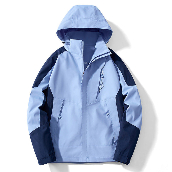 Herr Colorblock softshell Trekker Jacka med huva, dold dragkedjas och sidofickor