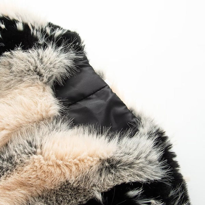 Dam kort skärning Faux Fur jacka med randig Fur Texture