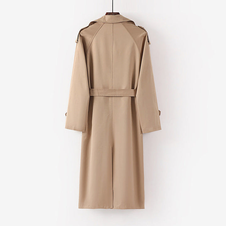 Unisex längre minimalistisk trenchcoat med bälte och shoulder epaulets