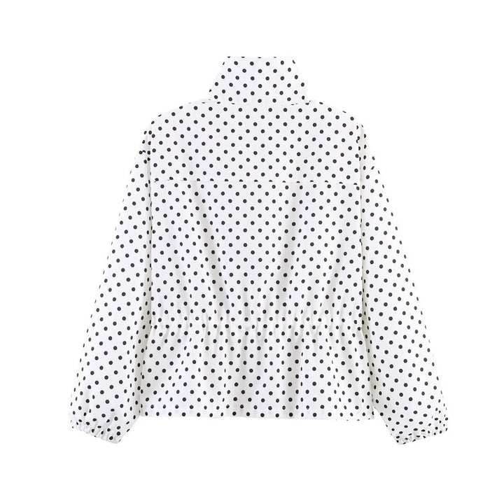 Dam Lätt Prickig Prick Regnjacka med Waist Drawstring