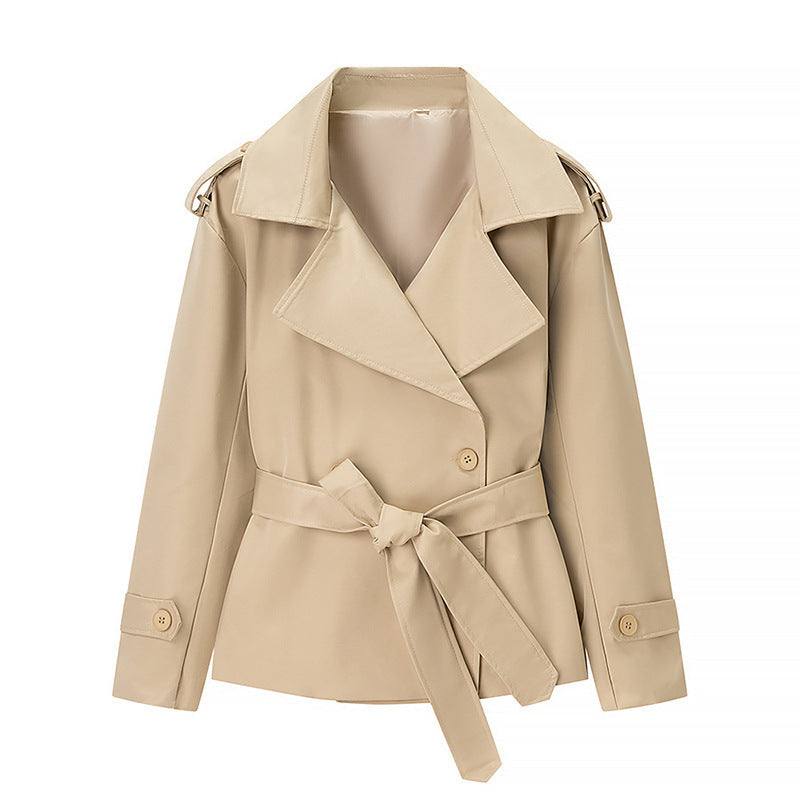 Dam kort trenchcoat med bälte och Double Breasted