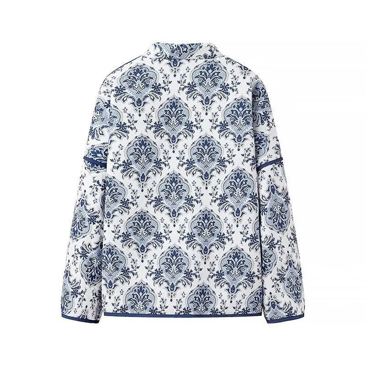 Dam kviltad Kimono jacka med Ornamental Jacquard look och kontrasterande Piping