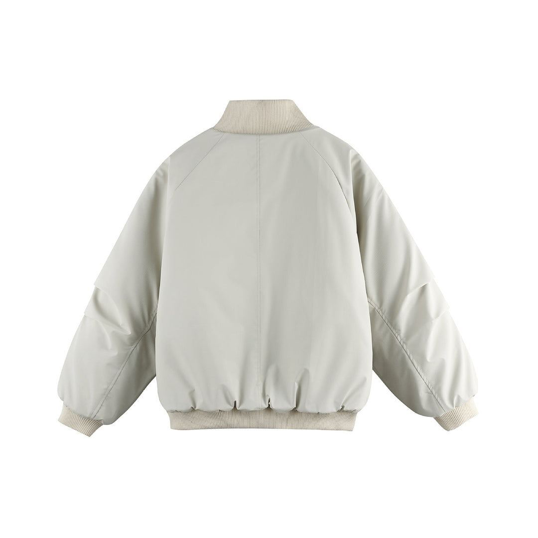 Dam Oversized Bomber Jacka med Ståkrage, Vadderad Foder och Lockfickor