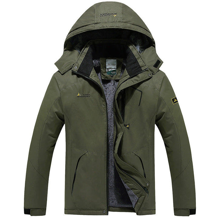 Herr vatten- och vindtät softshell utomhusjacka med teddy fleecefoder och huva