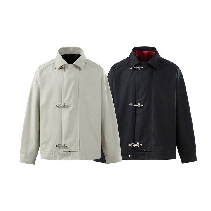 Herr oversize Canvas Jacka med Distinct metall Hook Stängningar