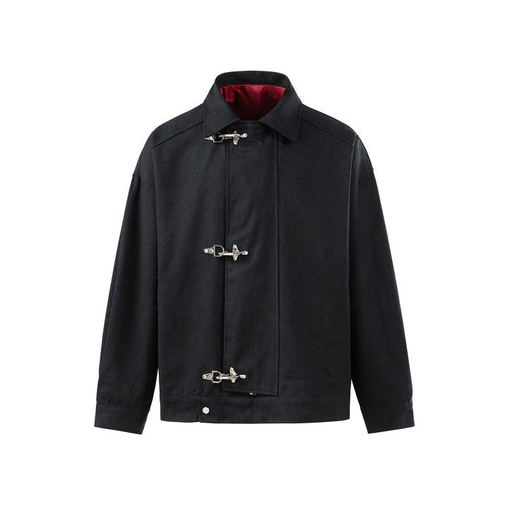 Herr oversize Canvas Jacka med Distinct metall Hook Stängningar