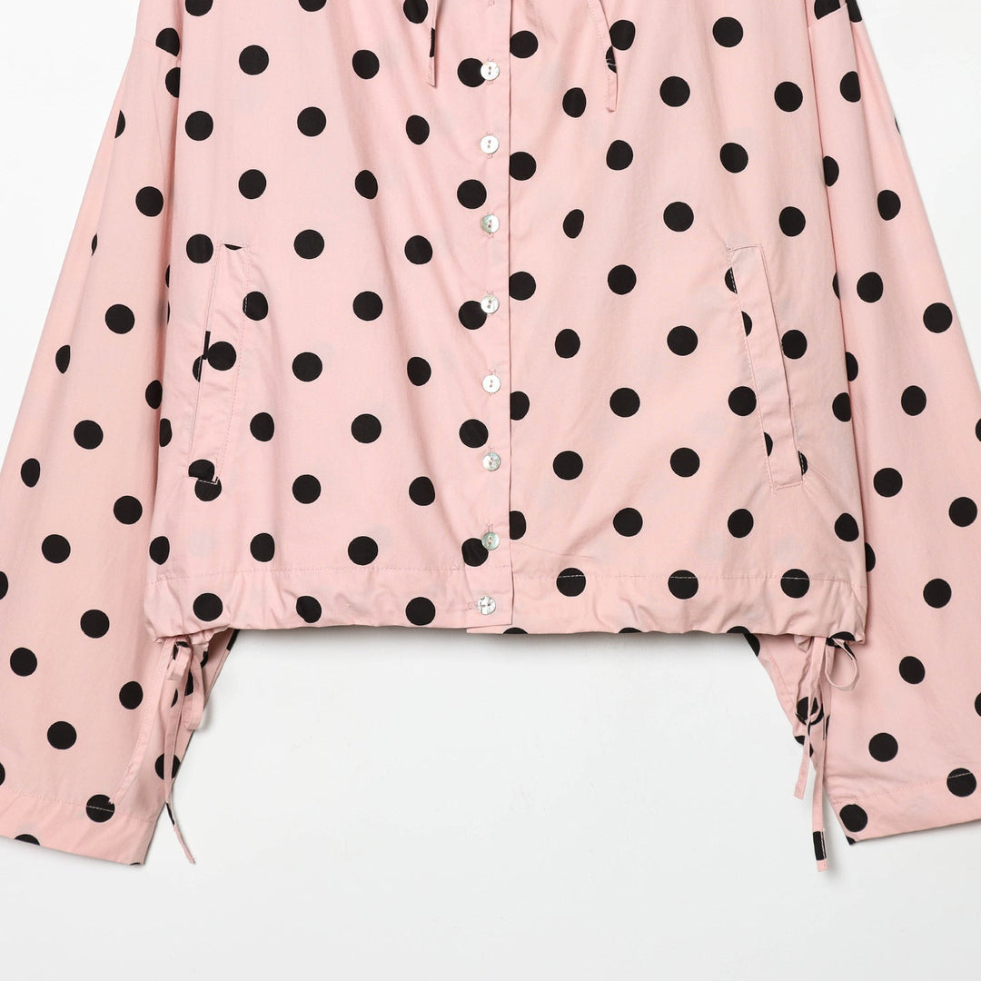 Dam dotted lätt regn jacka med high ståkrage, drawstring och knäppning