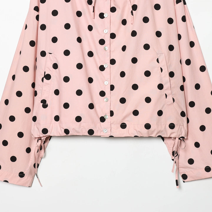 Dam dotted lätt regn jacka med high ståkrage, drawstring och knäppning
